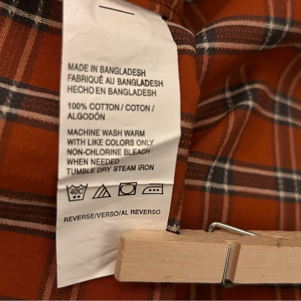NWT G.H. Bass & Co Men’s Orange Plaid Button Down Shirt Size Large - Picture 7 of 8
